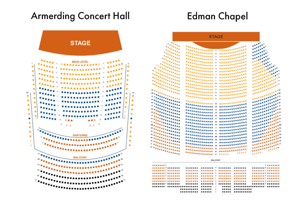 Seating Maps of Armerding Concert Hall and Edman Chapel