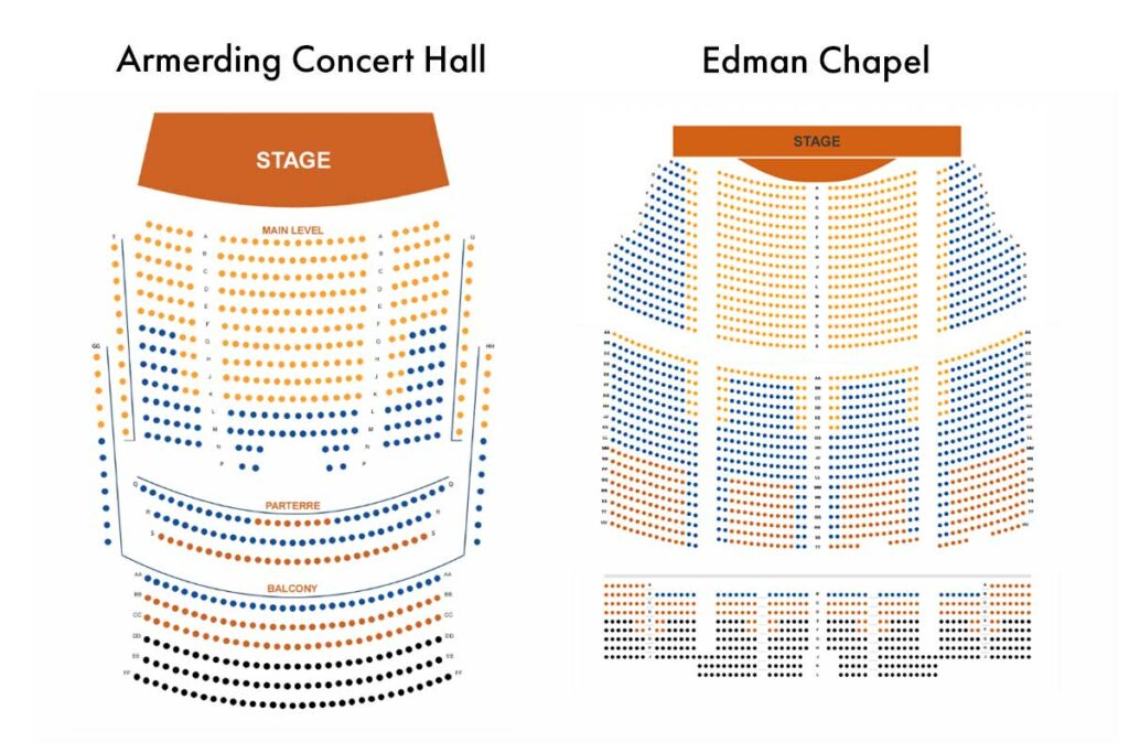 Seating Maps of Armerding Concert Hall and Edman Chapel